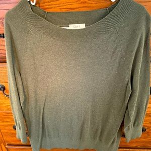 Ann Taylor Lost sweater is olive in color